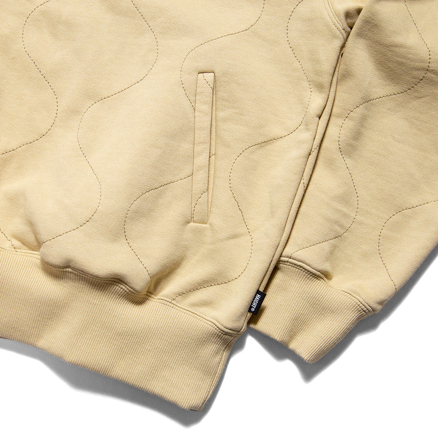 HAIGHT QUILTING HOODIE スウェット パーカー ベージュ ポケット リブ ピスネーム詳細 HTAW-263001