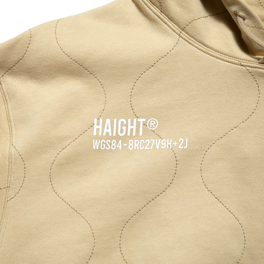 HAIGHT QUILTING HOODIE スウェット パーカー ベージュ プリントロゴ詳細 HTAW-263001