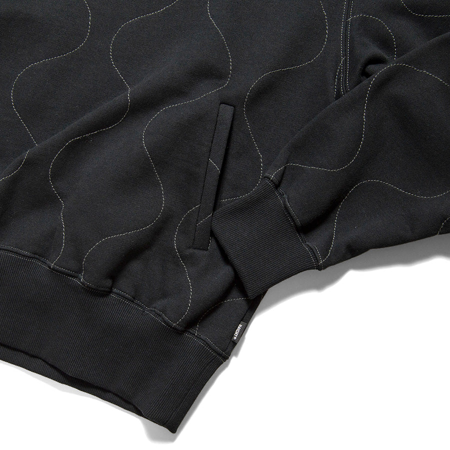 HAIGHT QUILTING HOODIE スウェット パーカー ブラック ポケット リブ ピスネーム詳細 HTAW-263001
