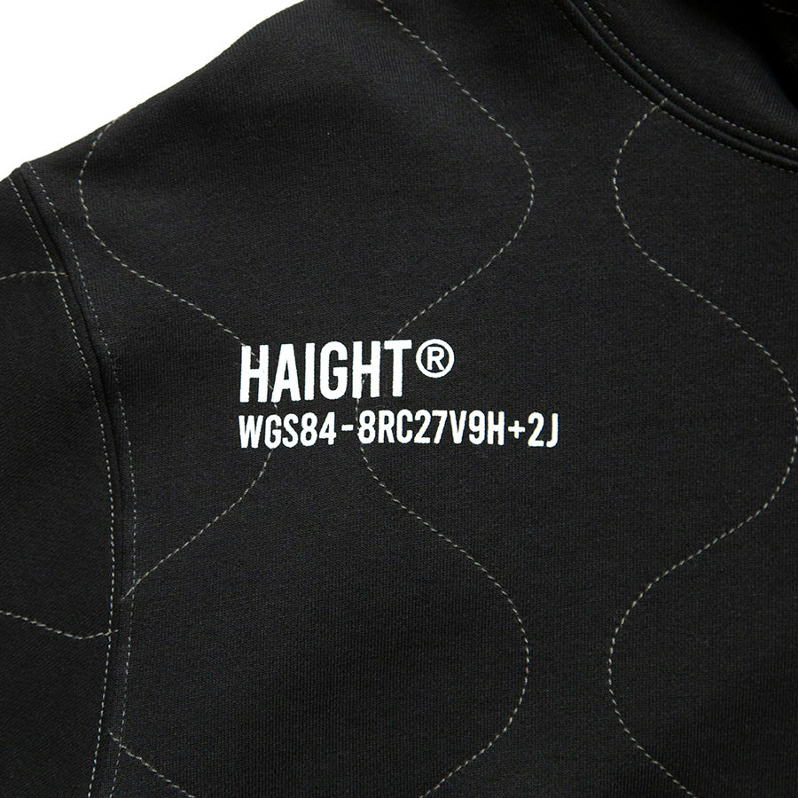 HAIGHT QUILTING HOODIE スウェット パーカー ブラック プリントロゴ詳細 HTAW-263001