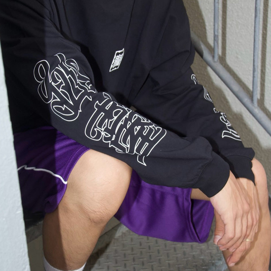 HAIGHT 仙臺 L/S TEE BLACK STORE 別注 ロングスリーブTシャツ ブラック モデル着用 仙薹 袖プリント HTBS-261002