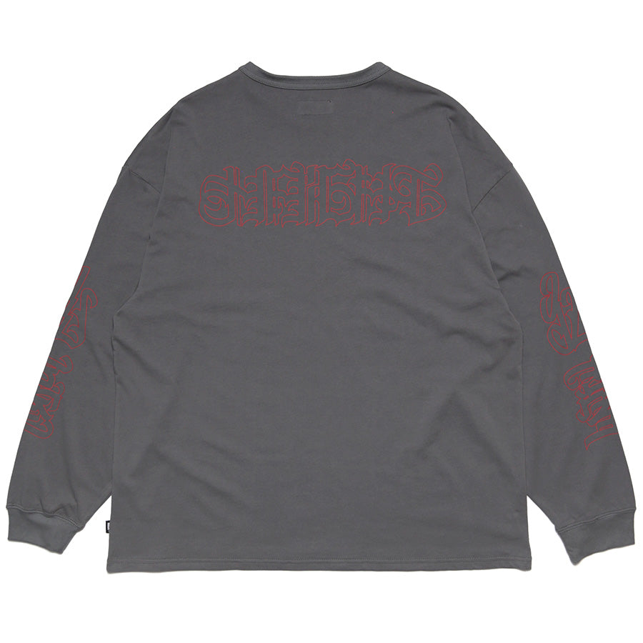 HAIGHT 仙臺 L/S TEE BLACK STORE 別注 ロングスリーブTシャツ チャコール フロント上部 左胸ワンポイントプリント HTBS-261002
