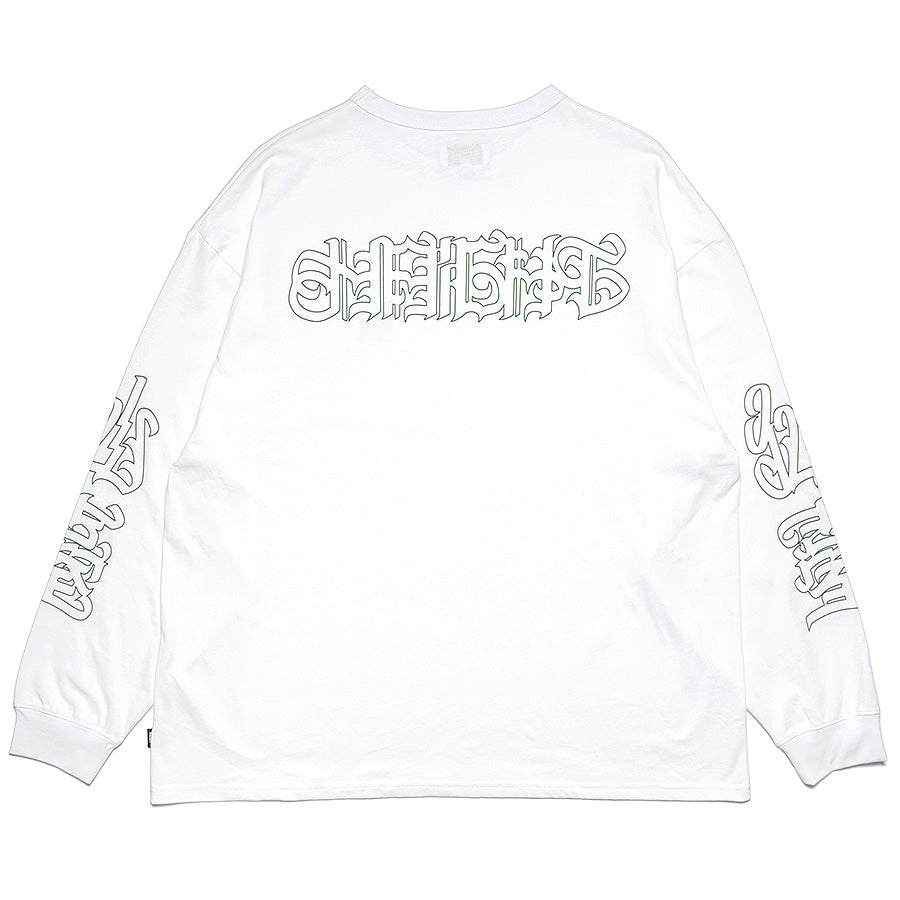 HAIGHT 仙臺 L/S TEE BLACK STORE 別注 ロングスリーブTシャツ ホワイト フロント上部 左胸ワンポイントプリント HTBS-261002