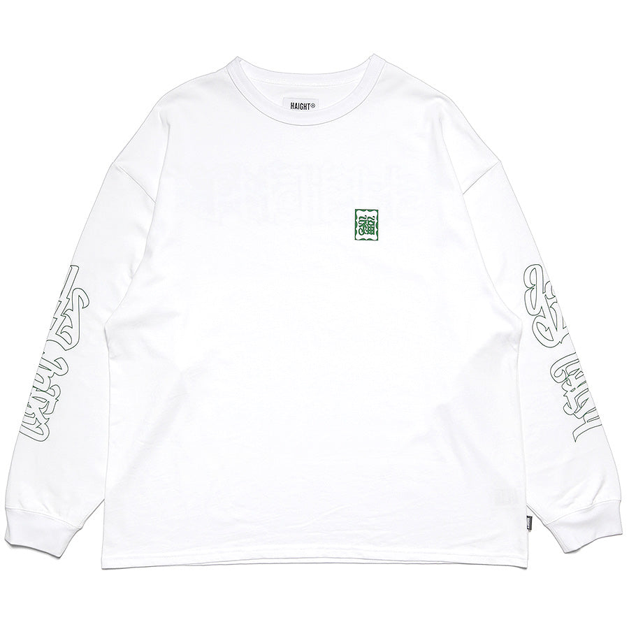 HAIGHT 仙臺 L/S TEE BLACK STORE 別注 ロングスリーブTシャツ ホワイト 正面 平置き HTBS-261002