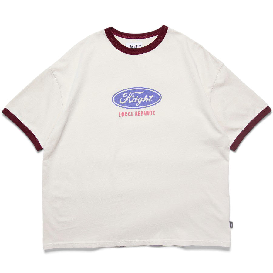 HAIGHT リンガーTシャツ ナチュラル ロゴプリント 正面