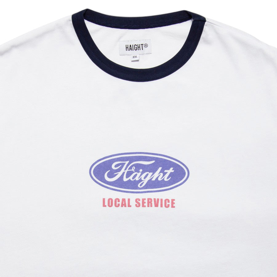 HAIGHT リンガーTシャツ ホワイト 上部ディテール