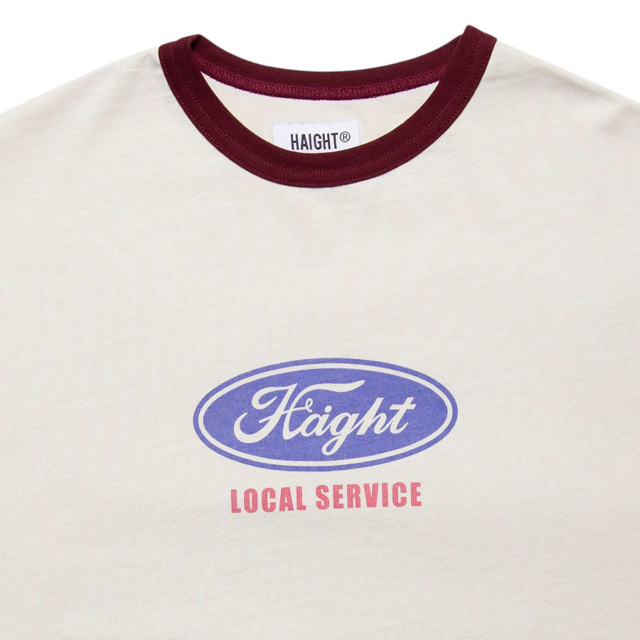 HAIGHT リンガーTシャツ ナチュラル 上部ディテール