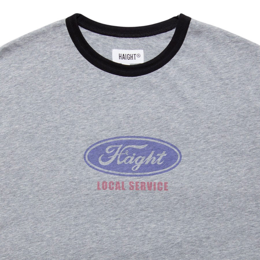 HAIGHT リンガーTシャツ ヘザーグレー 上部ディテール
