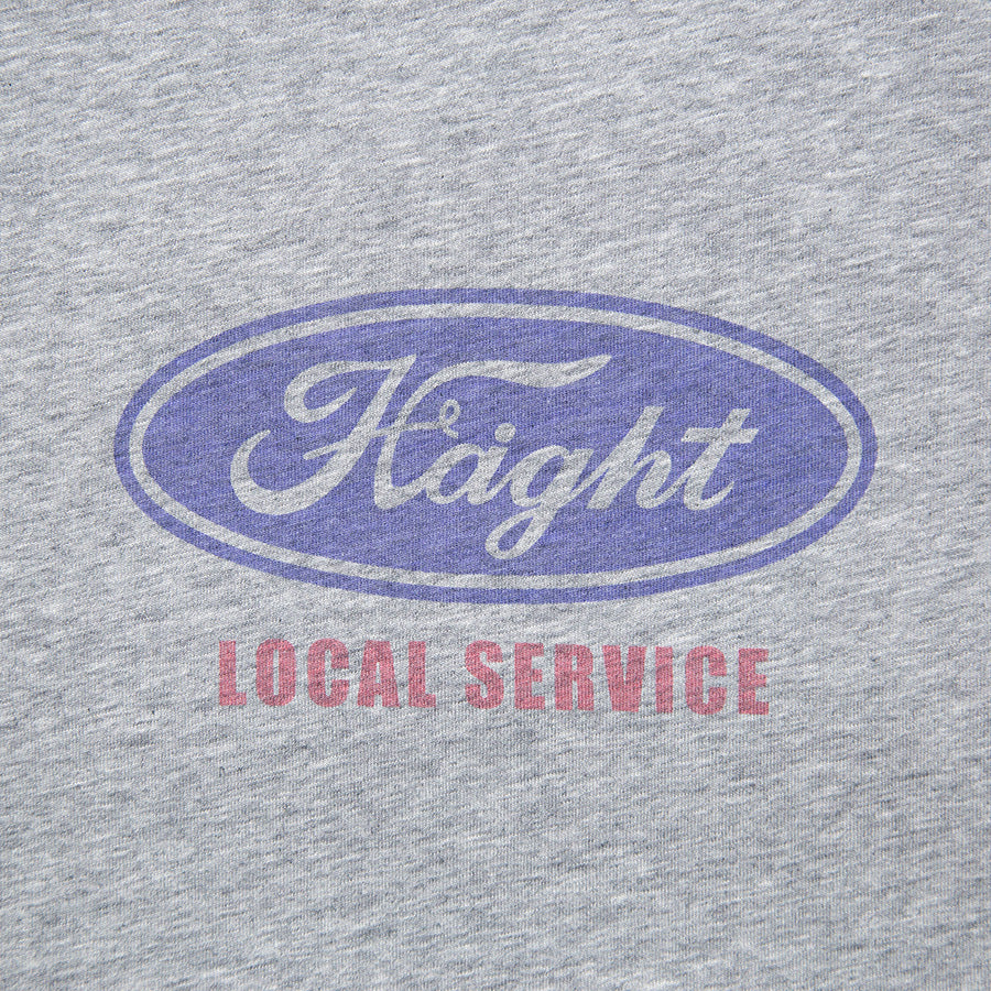 HAIGHT リンガーTシャツ ヘザーグレー ロゴプリントアップ