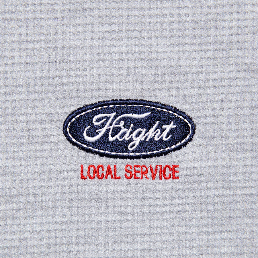 HAIGHT サーマルロンT グレー ロゴ刺繍