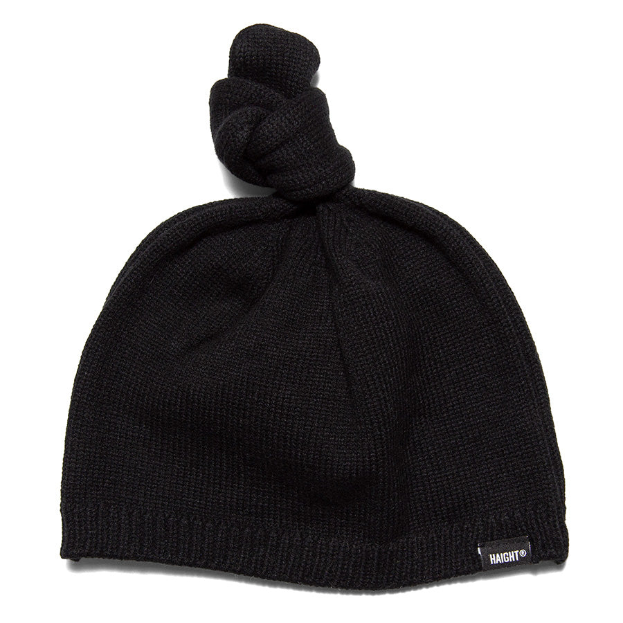 HAIGHT TOP KNOT BEANIE ビーニー ブラック 正面 平置き HTAW-266001