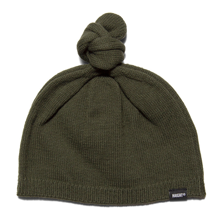 HAIGHT TOP KNOT BEANIE ビーニー オリーブ 正面 平置き HTAW-266001