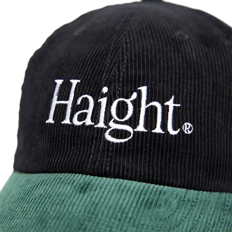 HAIGHT TWO-TONE COUDUROY CAP コーデュロイ キャップ ブラック/グリーン フロントロゴ刺繍 HTAW-266005