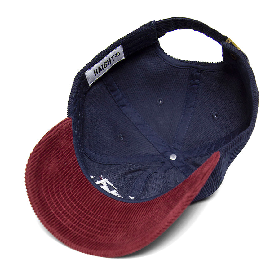 HAIGHT TWO-TONE COUDUROY CAP コーデュロイ キャップ ネイビー/バーガンディー 裏側全体 HTAW-266005