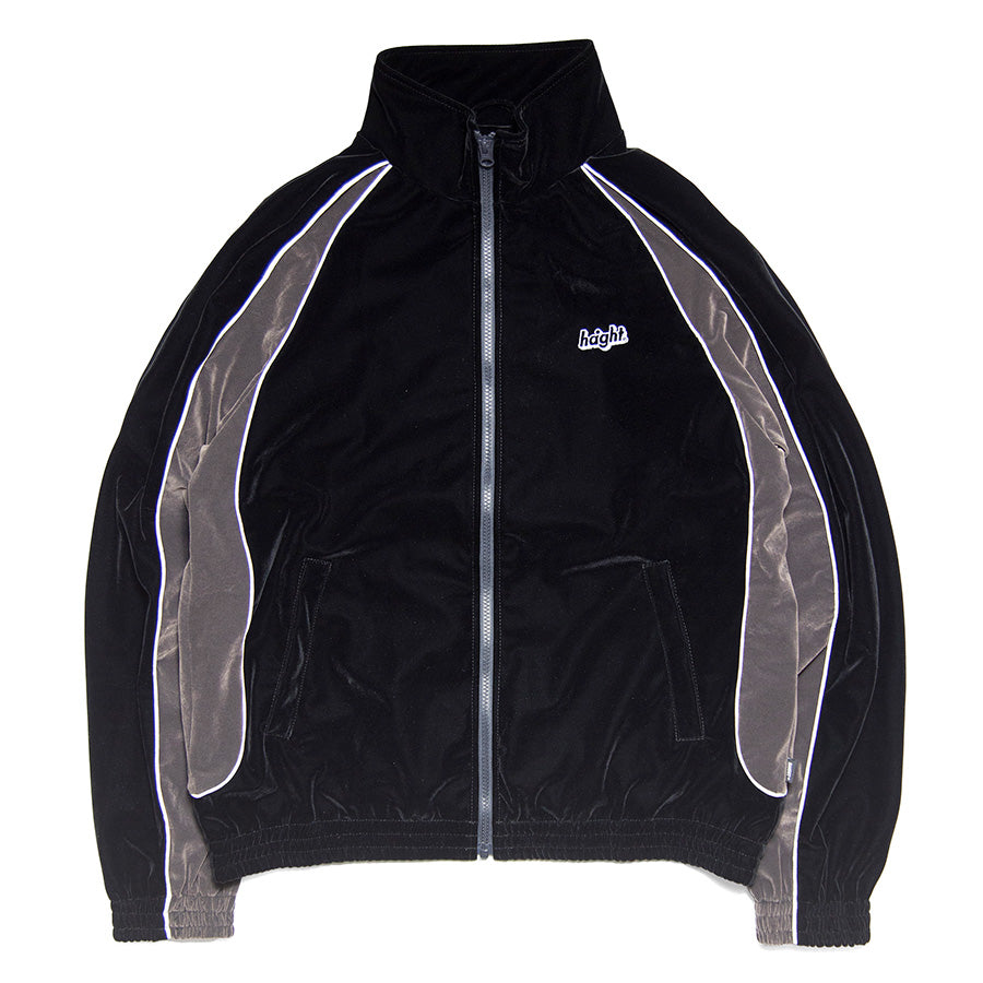 HAIGHT VELOUR TRACK JACKET ベロア トラックジャケット ブラック 正面 平置き HTAW-262005