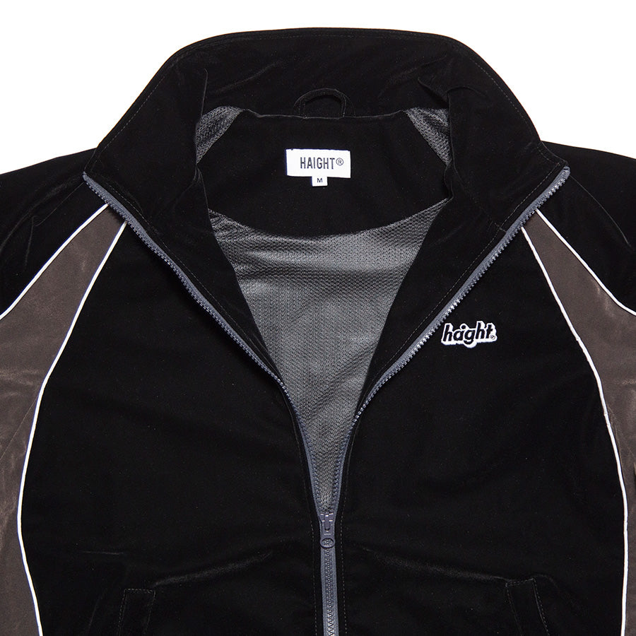 HAIGHT VELOUR TRACK JACKET ベロア トラックジャケット ブラック フロント上部 ファスナー開放時 HTAW-262005