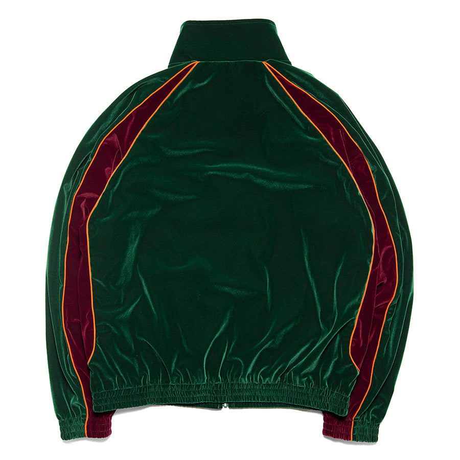 HAIGHT VELOUR TRACK JACKET ベロア トラックジャケット グリーン 背面 平置き HTAW-262005