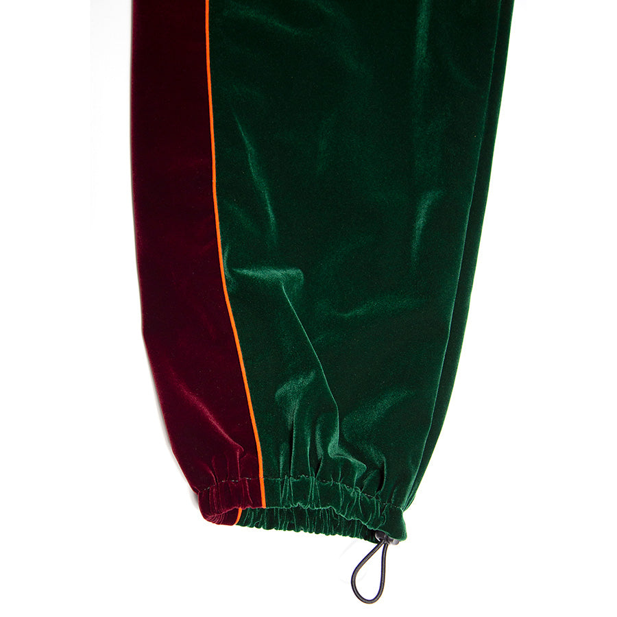 HAIGHT VELOUR TRACK PANTS ベロア トラックパンツ グリーン ドローコード付き裾詳細 HTAW-265002
