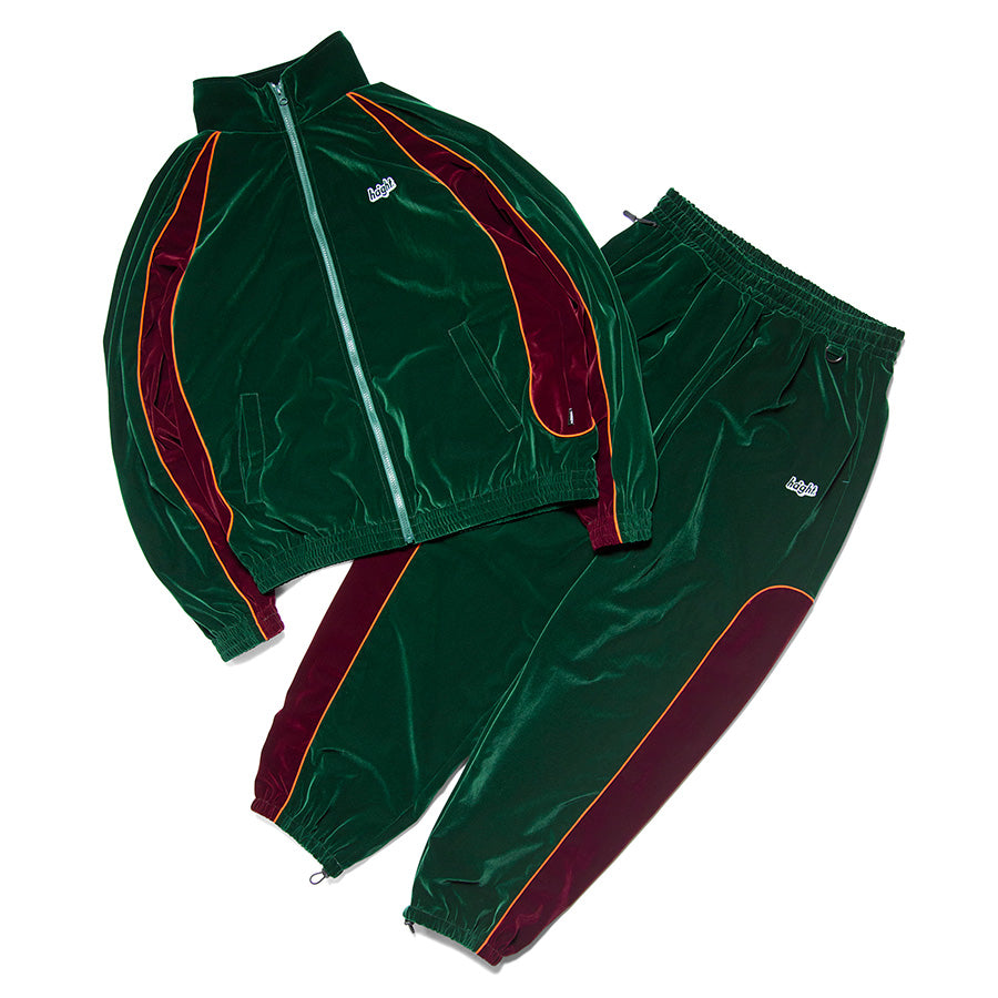 HAIGHT VELOUR TRACK PANTS ベロア トラックパンツ グリーン セットアップ 平置き HTAW-265002