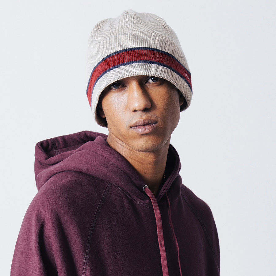 HELLRAZOR BAND BEANIE ビーニー ベージュ モデル着用 01126AW0605