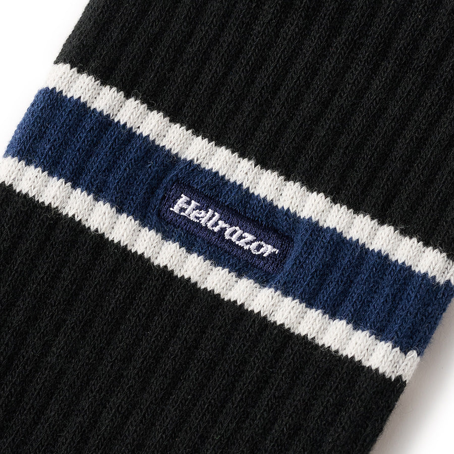 HELLRAZOR BAND SOX クルーソックス ブラック ロゴ刺繍詳細 01126AW0801