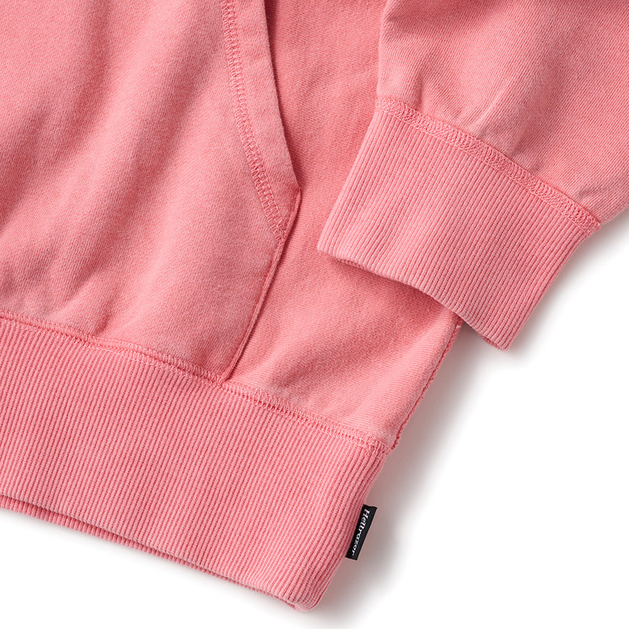 HELLRAZOR LOGO GARMENT DYE HOODIE パーカー ピンクダイ カンガルーポケット 袖裾リブ ピスネーム詳細 01126AW0205
