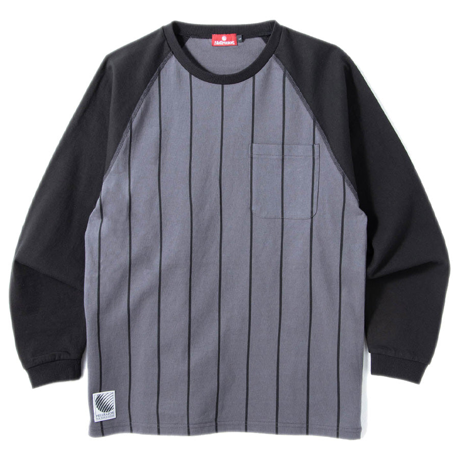 HELLRAZOR ラグランロンT チャコール ブラック 正面平置き