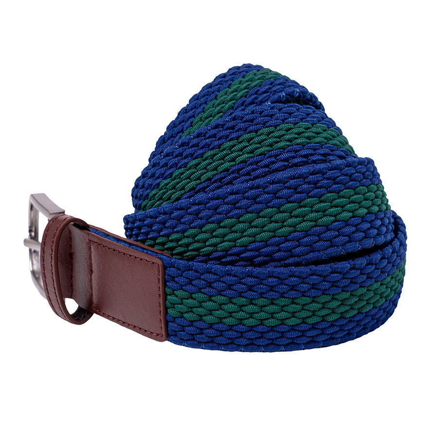 INTERBREED LINED STRETCH BELT ベルト ネイビー グリーン 背面 平置き IB26AW07