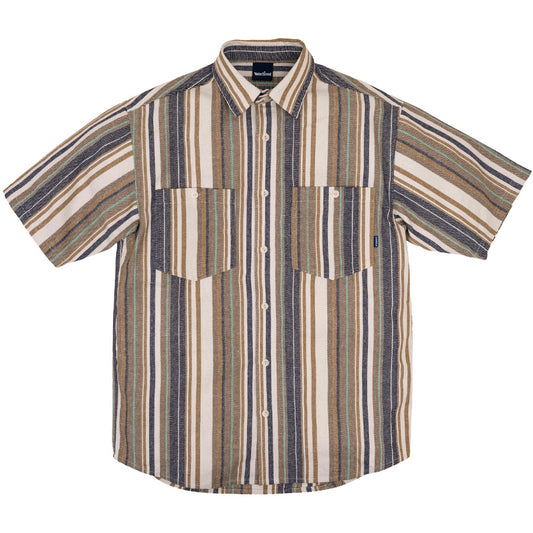 INTERBREED Multi Striped Summer Shirts ナチュラル ストライプ半袖シャツ 正面