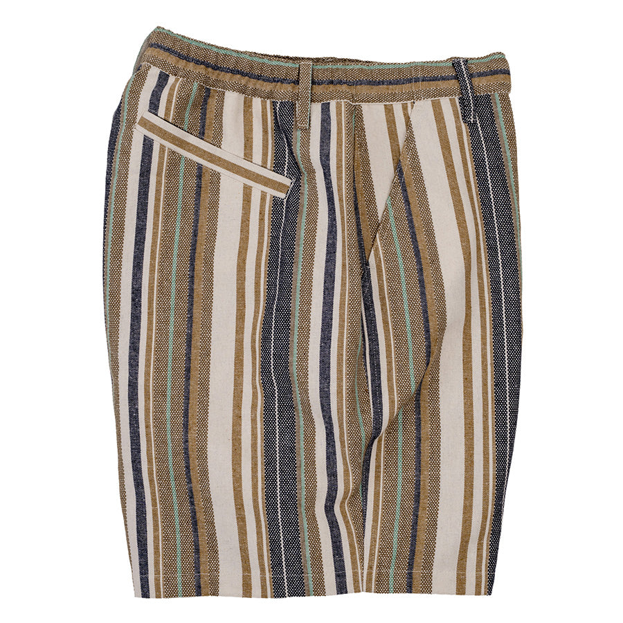 INTERBREED Multi Striped Summer Shorts ナチュラル 側面シルエット