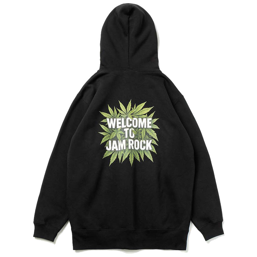 IRIE by IRIE LIFE WELCOME TO JAM ROCK HOODIE ブラック 背面 平置き IRAW25-036
