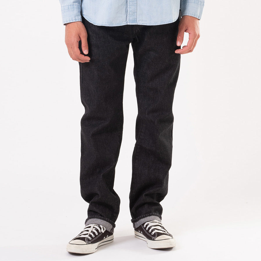 Levi's 501 ジーンズ ブラック セルビッチ ストレート メンズ スタイリング