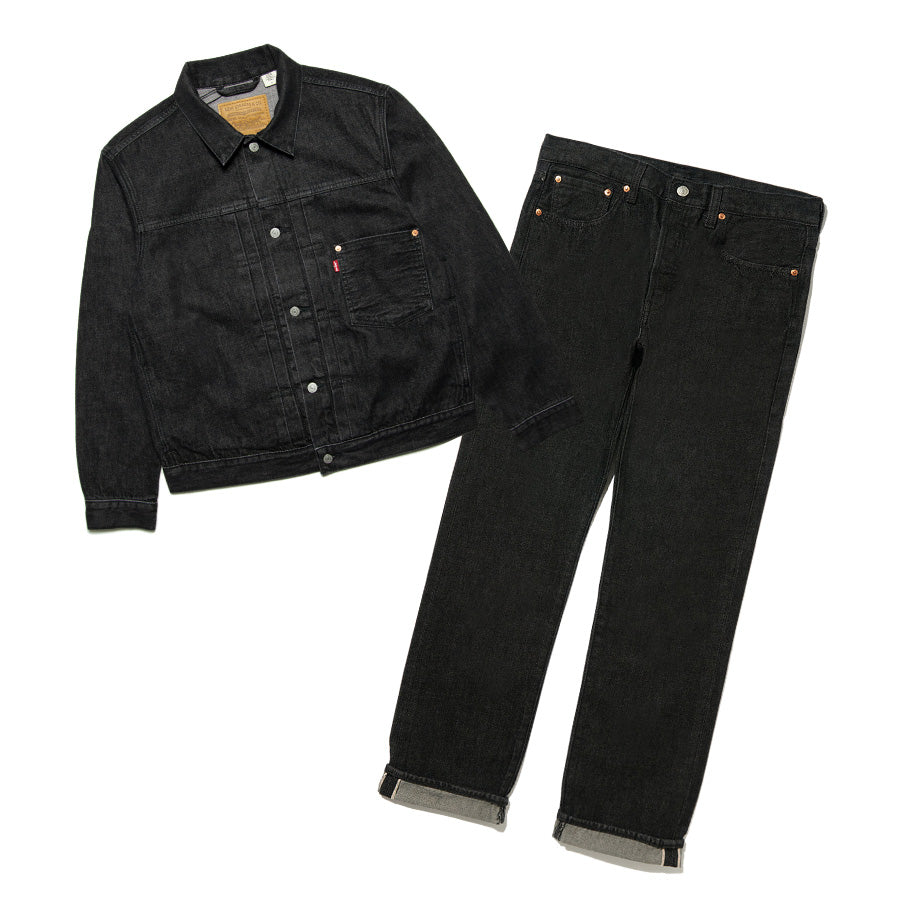 Levi's 501 ジーンズ ブラック セルビッチ ストレート メンズ セットアップ