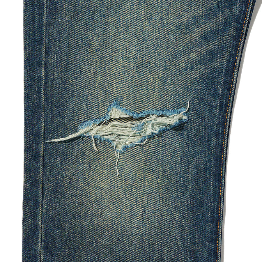 LEVI'S（リーバイス）501® ORIGINAL ジーンズ ミディアムインディゴ 右足ダメージ加工詳細 005013906