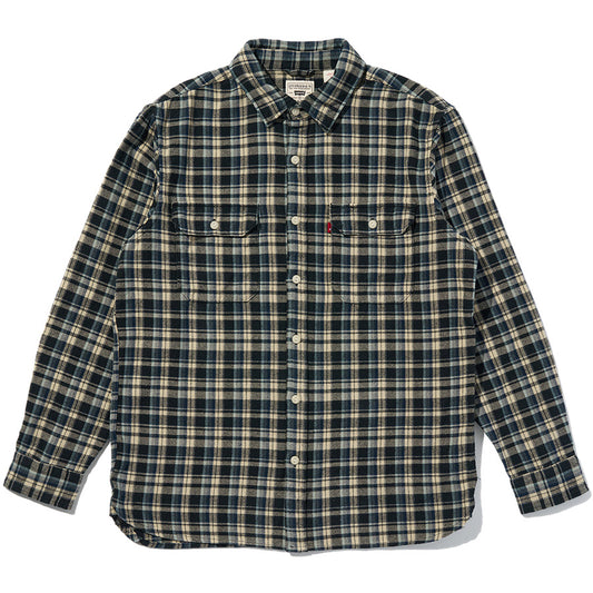 LEVI'S リーバイス ジャクソン ワーカー オーバーシャツ アイボリー/ブルー チェック 正面 平置き 195730308
