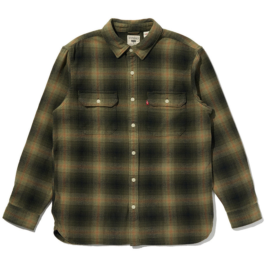 LEVI'S リーバイス ジャクソン ワーカー オーバーシャツ オリーブ/ブラック/ブラウン 正面 平置き 195730304