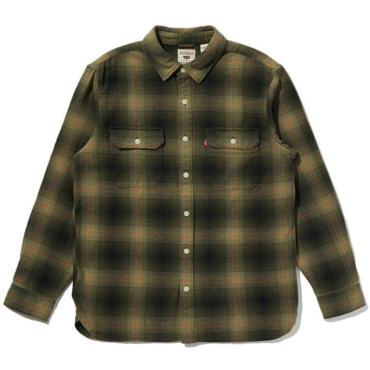 LEVI'S リーバイス ジャクソン ワーカー オーバーシャツ オリーブ/ブラック/ブラウン 正面 平置き 195730304