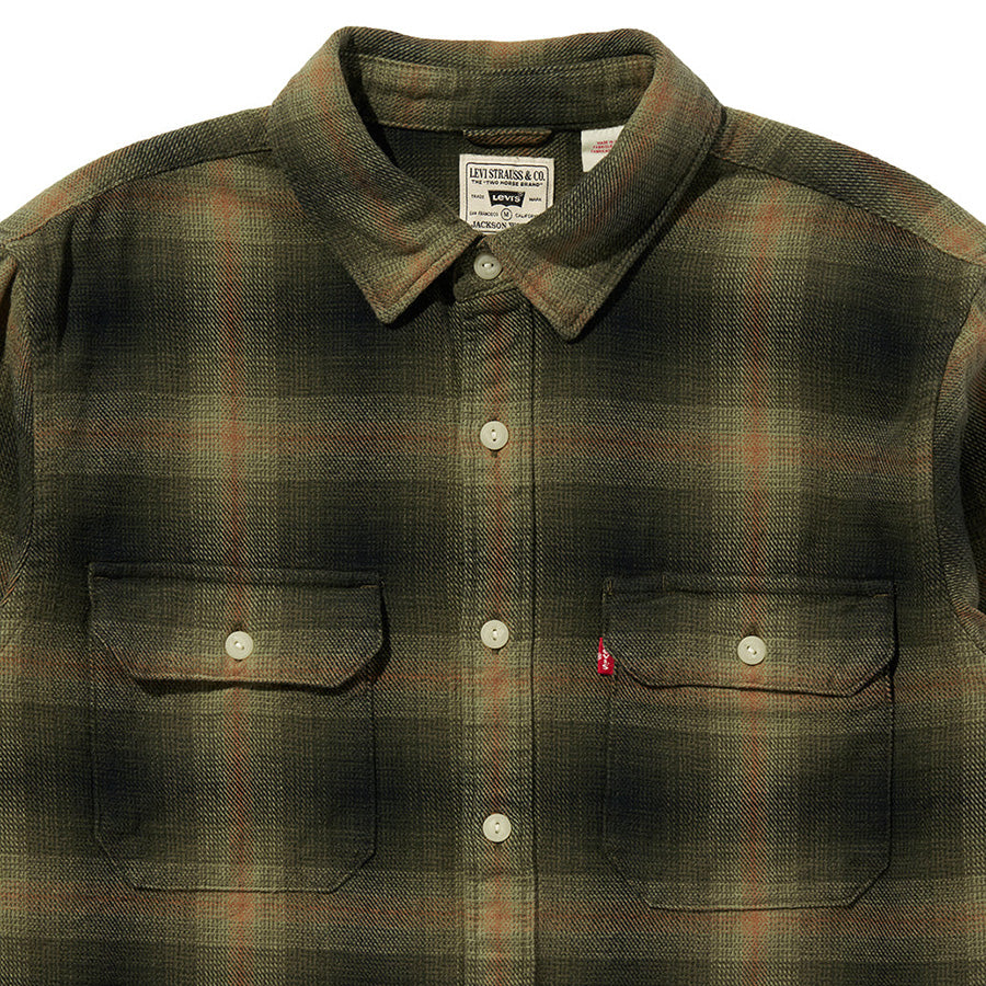 LEVI'S リーバイス ジャクソン ワーカー オーバーシャツ オリーブ/ブラック/ブラウン フロント上部 195730304