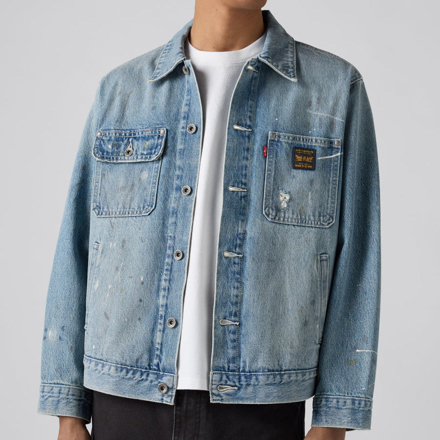 LEVI'S WORKWEAR SUNRISE トラッカージャケット インディゴウォッシュ モデル着用 正面アップ A48200031