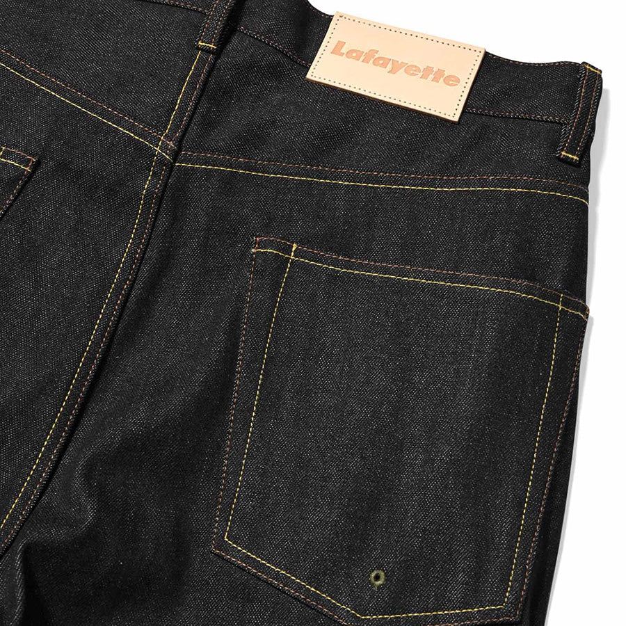 LFYT 5 POCKET DENIM PANTS BAGGIE FIT デニムパンツ インディゴ バックヒップポケット レザーパッチ詳細 LA261101
