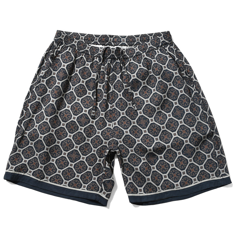 LFYT ARABESQUE PATTERN EASY SHORTS ネイビー 正面平置き