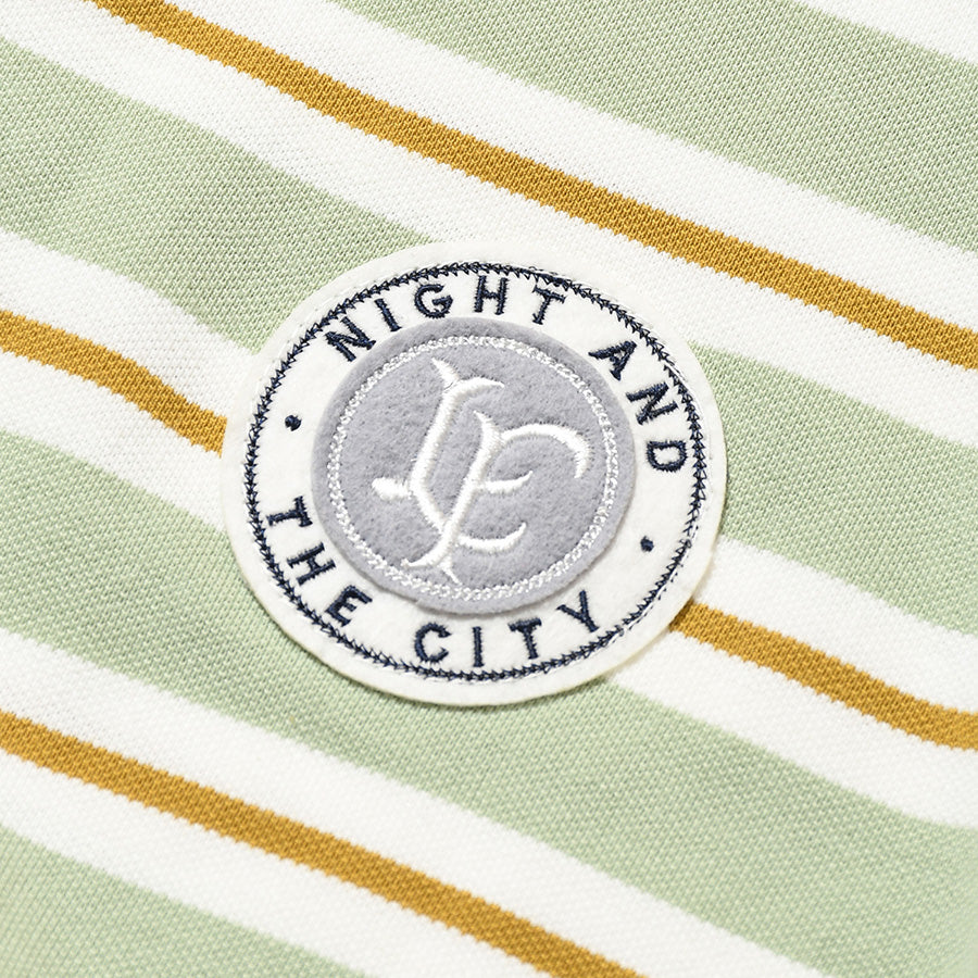 LFYT ATHLEISURE STRIPED POLO SHIRT グリーン サークルエンブレムワッペン