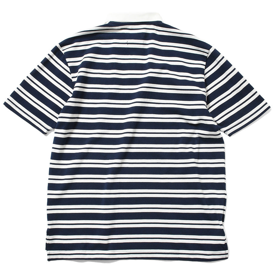 LFYT ATHLEISURE STRIPED POLO SHIRT ネイビー 背面平置き