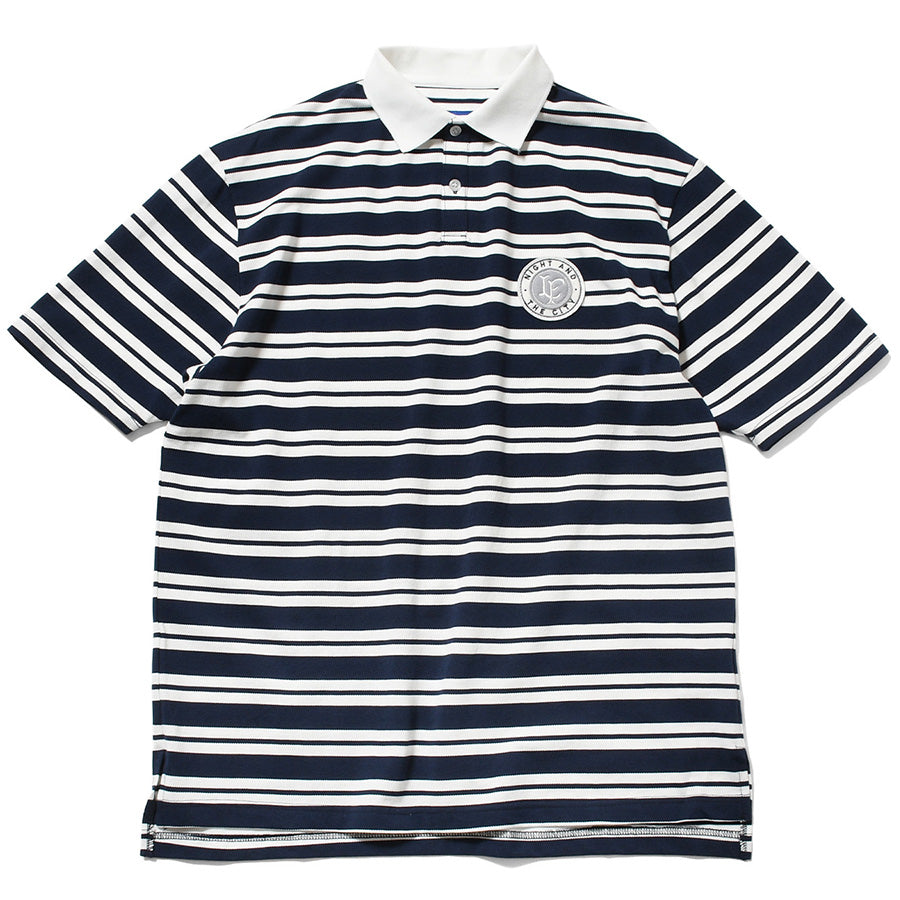 LFYT ATHLEISURE STRIPED POLO SHIRT ネイビー 正面平置き
