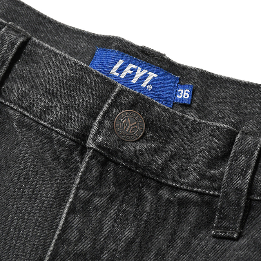 LFYT BLACK DENIM PAINTER PANTS デニム ペインターパンツ ブラック ウエストボタン詳細 LA261102