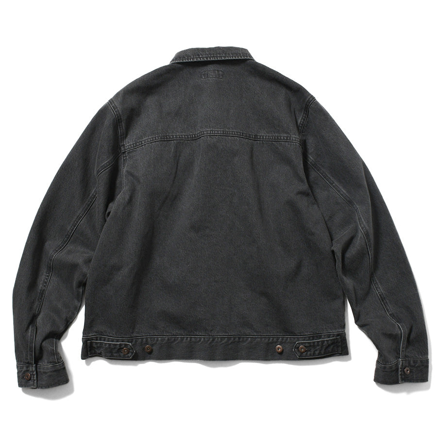LFYT BLACK DENIM TRUCKER JACKET デニム トラッカージャケット ブラック 背面 平置き LA261004
