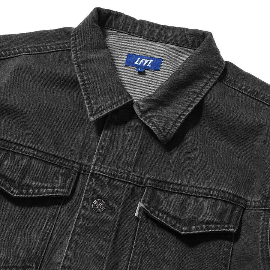LFYT BLACK DENIM TRUCKER JACKET デニム トラッカージャケット ブラック 襟元詳細 LA261004