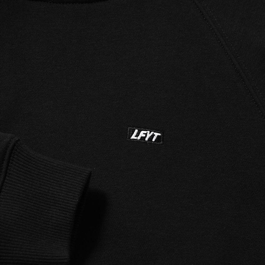 LFYT BOX LOGO HOODIE スウェット パーカー ブラック ワンポイントロゴ刺繍詳細 LA260501