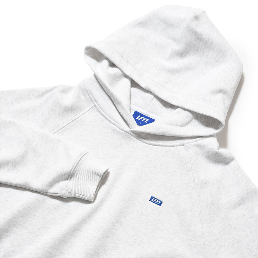 LFYT BOX LOGO HOODIE スウェット パーカー ヘザーグレー フロント上部 LA260501