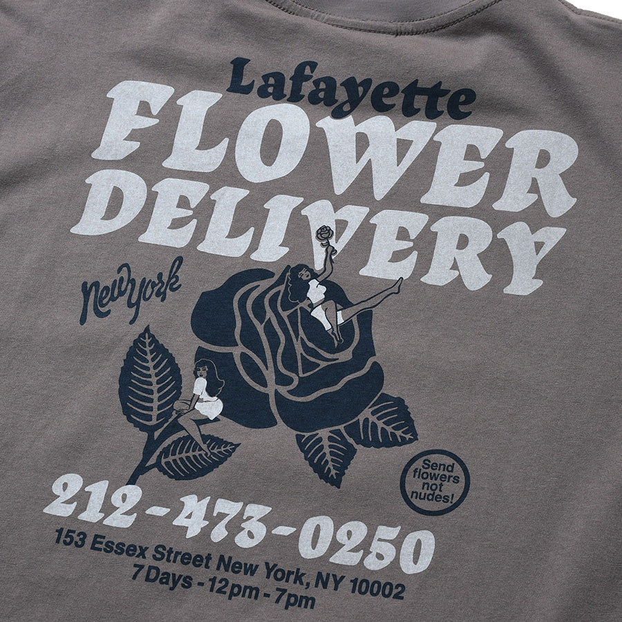 LFYT FLOWER DELIVERY TEE チャコール バックプリント詳細